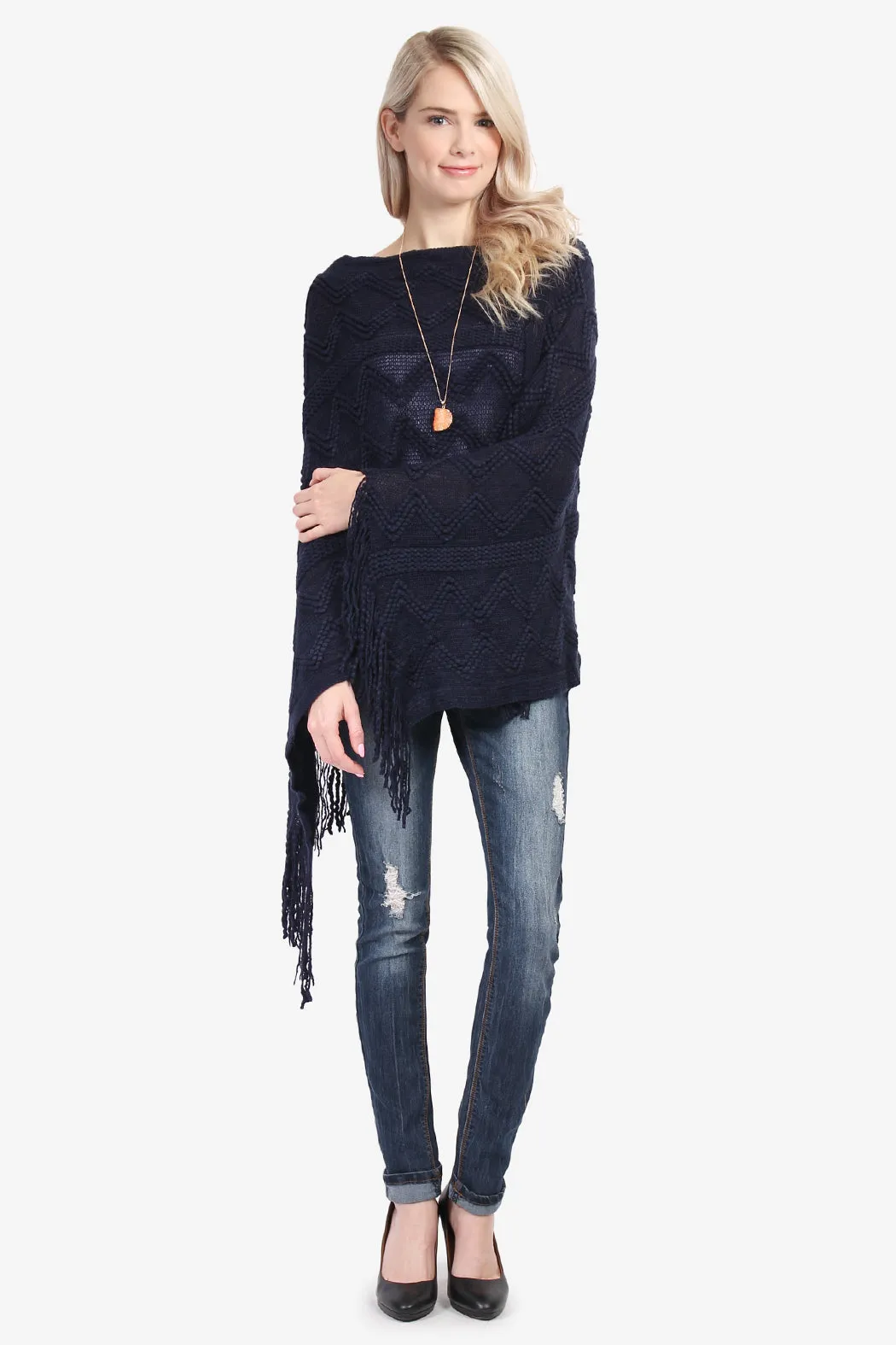 Zig Zag Fringe Poncho