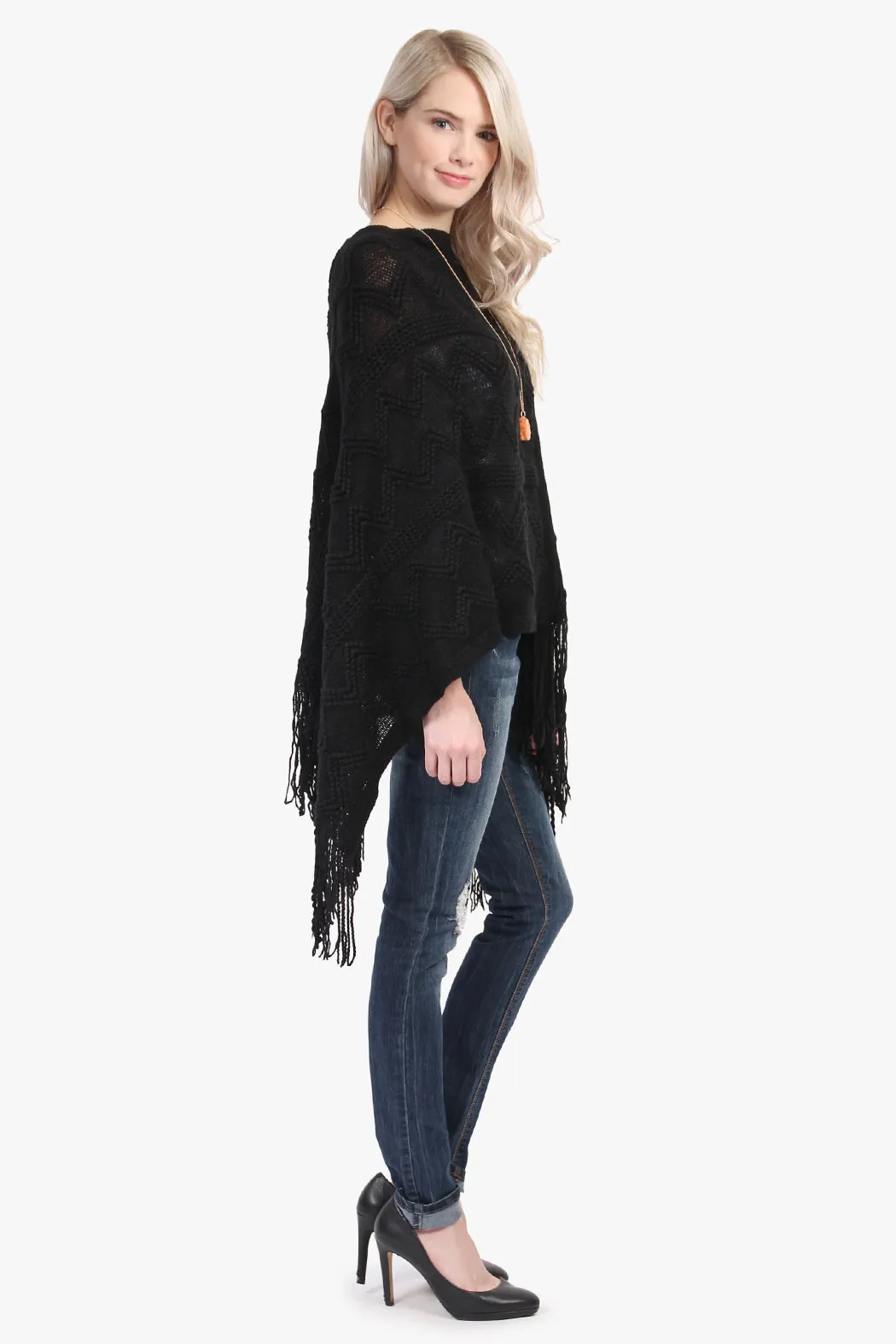 Zig Zag Fringe Poncho