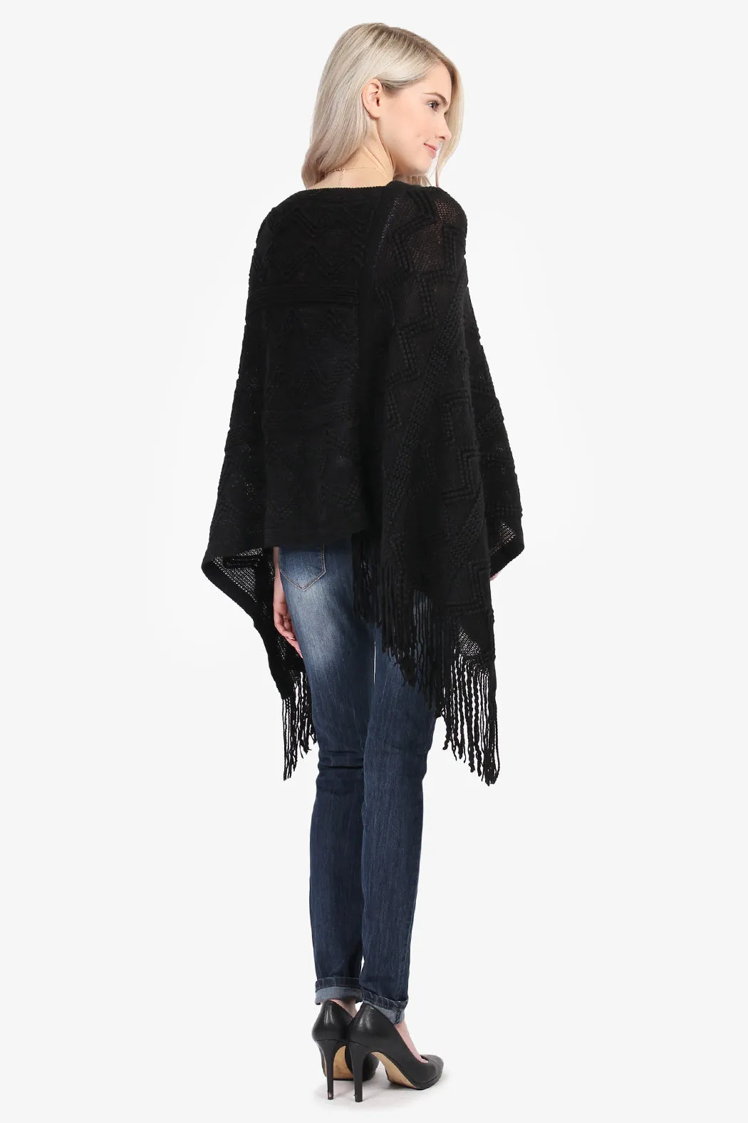 Zig Zag Fringe Poncho