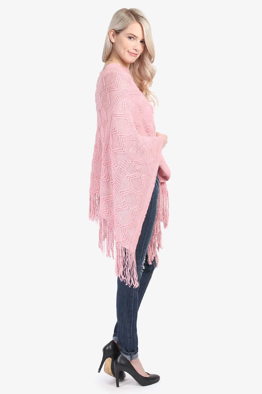 Zig Zag Fringe Poncho